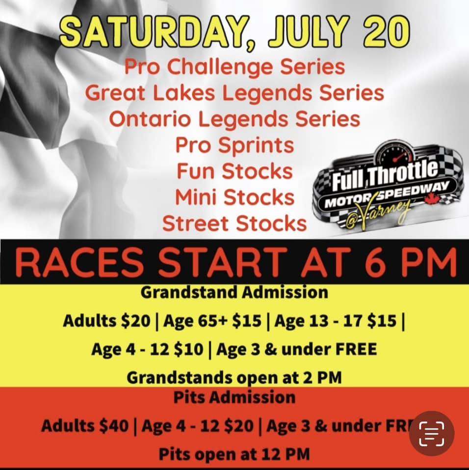 Race Day Itinerary for Full Throttle Speedway (Race 5)